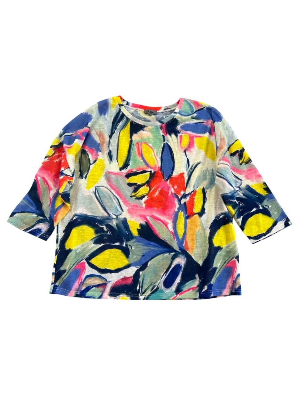 Shana Women's Sz XL Abstract Print Top 3/4 Sleeves Lightweight